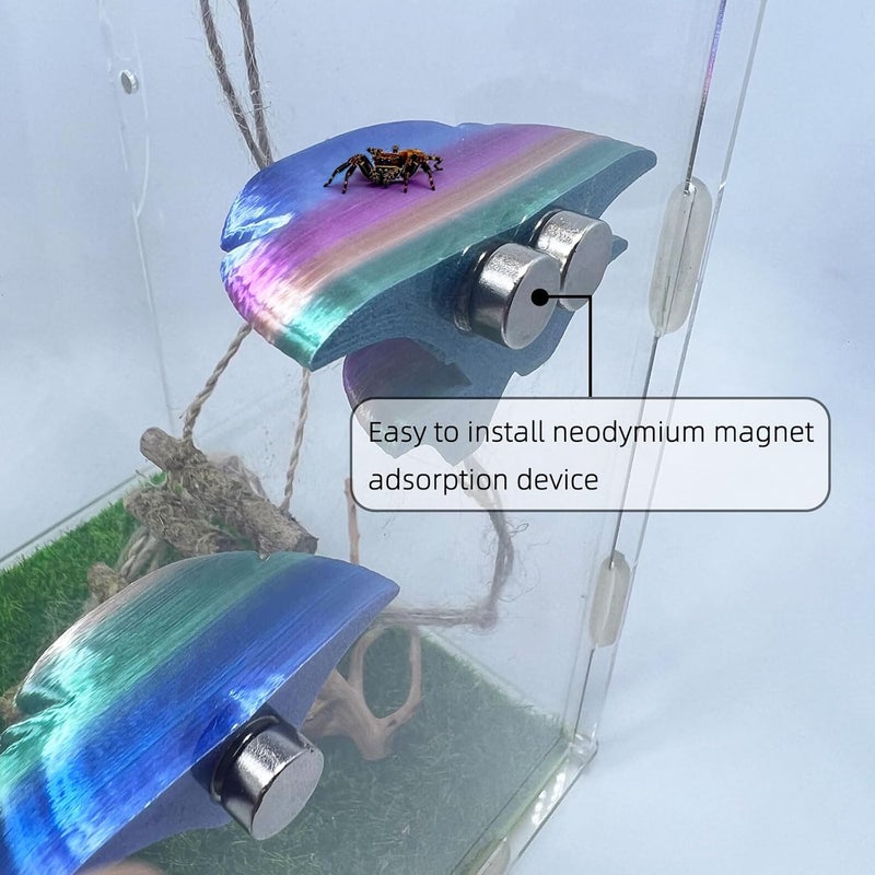 Daerky Jumping Spider Mushroom Shelf, Magnetically Concealed Jumping Spider Habitat,Serves As Enclosure Decorate Accessories for Spider Climbing Feeding and Platforms (Gradient) - Image 2